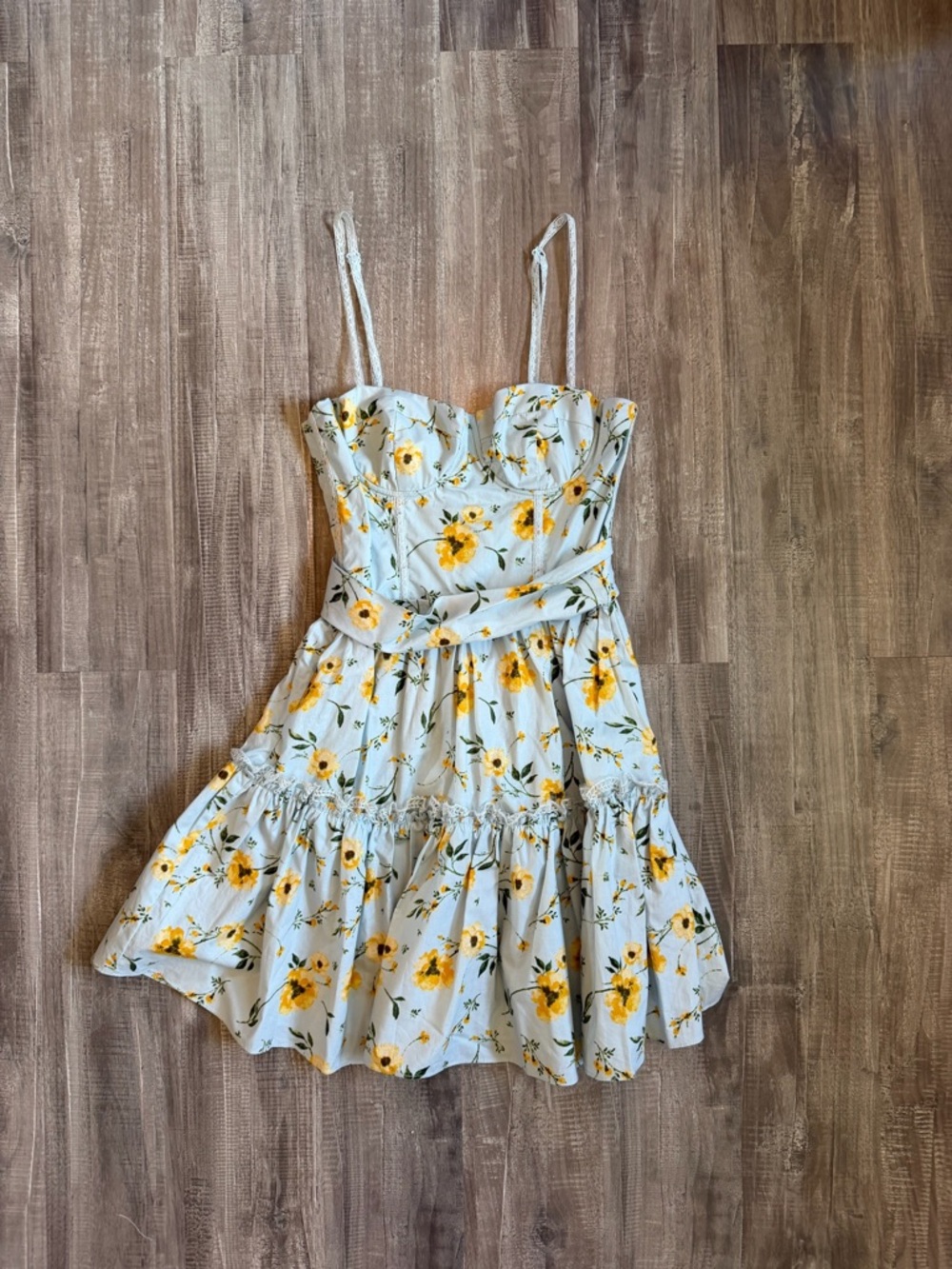 Aqua & Kristopher Brock Yellow Floral Cotton Dress